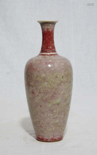 Chinese Peach Bloom Porcelain Vase With Mark