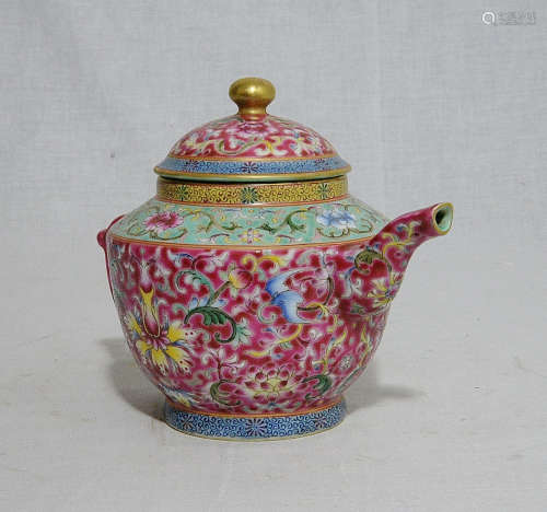 Chinese Famille Rose Porcelain Teapot With Mark