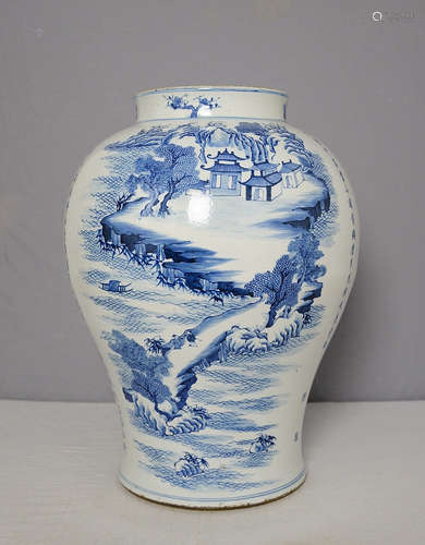 Large Chinese Blue and White Porcelain Jar