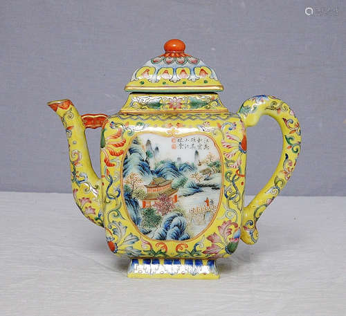 Chinese Famille Rose Porcelain Teapot With Mark