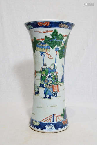 Chinese Wu-Cai with Blue and White Porcelain Beaker Vase