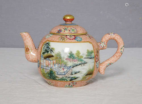 Chinese Famille Rose Porcelain Teapot With Mark