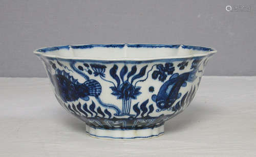 Chinese Blue and White Porcelain Bowl With Mark