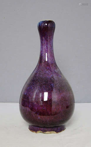 Chinese Monochrome Purple Glaze Porcelain Garlic Shape