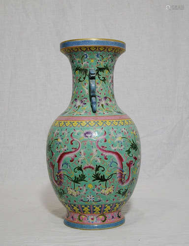 Chinese Famille Rose Porcelain Vase With Studio Mark