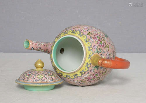 Chinese Famille Rose Porcelain Teapot With Mark