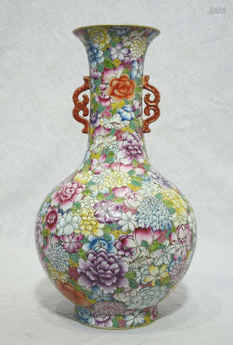 Chinese Famille Rose Porcelain Vase With Studio Mark