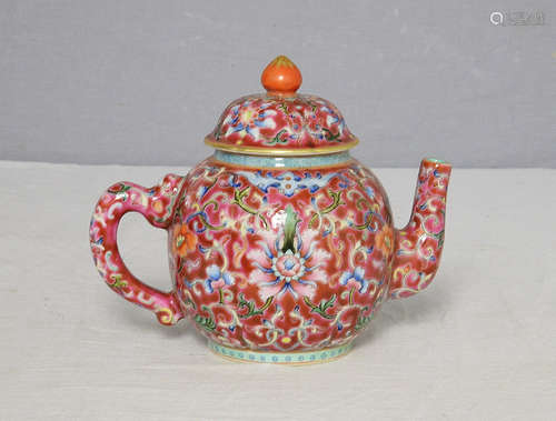 Chinese Famille Rose Porcelain Teapot With Mark