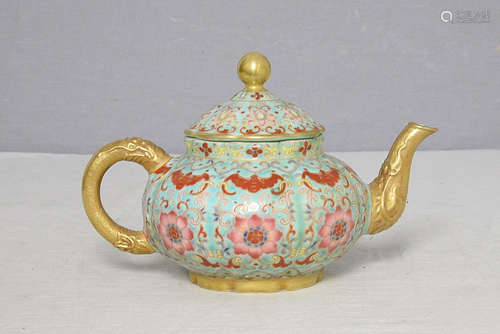 Chinese Famille Rose Porcelain Teapot With Mark