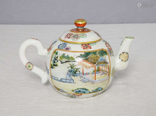 Chinese Famille Rose Porcelain Teapot With Mark