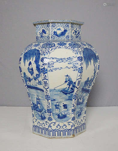 Large Chinese Blue and White Porcelain Vase