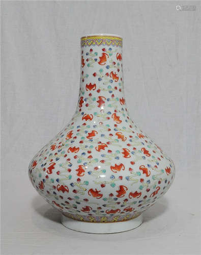 Chinese Famille Rose Porcelain Vase With Mark