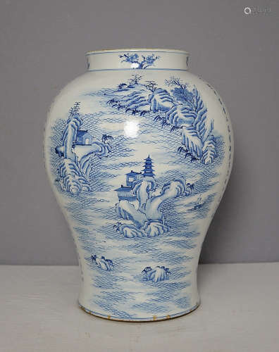 Large Chinese Blue and White Porcelain Jar