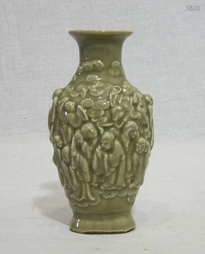 Small Chinese Celadon Glaze Porcelain Vase With Mark