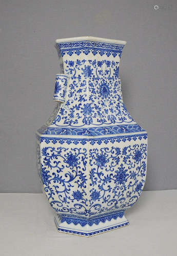 Large Chinese Blue and White Porcelain Vase With Mark
