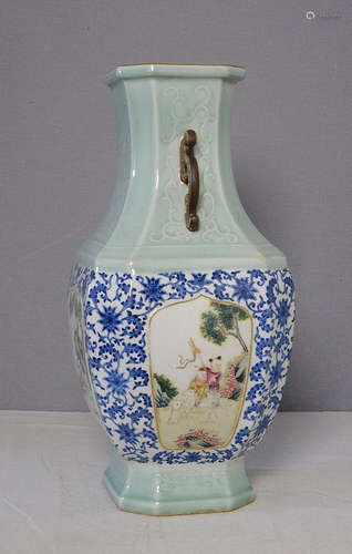 Large Chinese Famille Rose Porcelain Vase With Mark