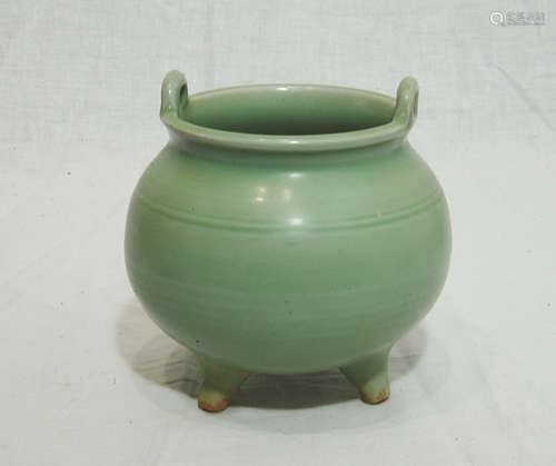 Chinese Celadon Tripod Porcelain Incense Burner