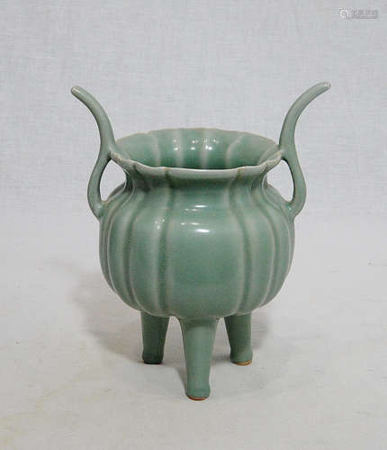 Chinese Celadon Green Tripod Porcelain Incense Burner