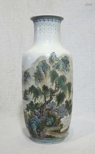 Chinese Famille Vert Porcelain Vase With Mark