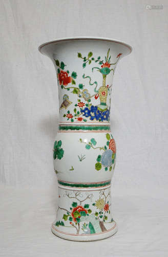 Chinese Wu-Cai Porcelain Beaker Vase With Mark