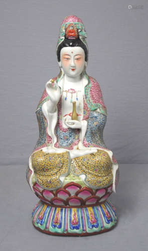 Chinese Famille Rose Porcelain Kwan-Yin Figure