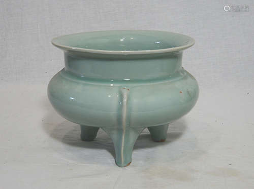 Chinese Monochrome Tripod Porcelain Incense Burner