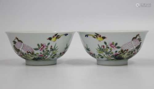 Pair of Chinese Famille Rose Porcelain Bowl