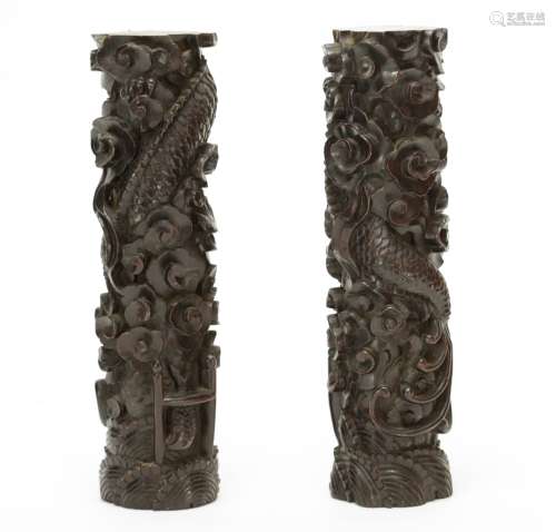 Pair of Qing Dynasty Chinese Zitan Carvings