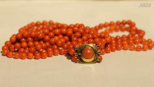 18K Gold Italian Coral Necklace