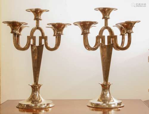 Pair of Large Antique Candelabra, w/ Hall Mark