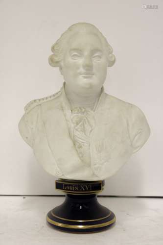 French Porcelain Bust of Louis XVI, 19th C.