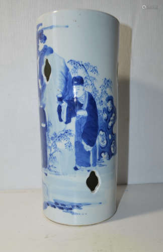 19th Chinese Blue and White Brush Pot