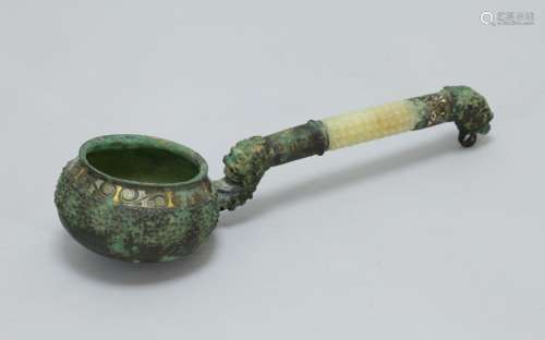 Ancient Chinese Bronze Kitchen Ware w/ Jade Deco