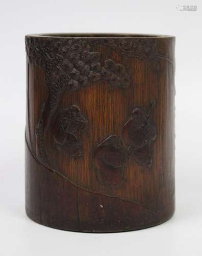 Chinese Wood Carved Brush Pot