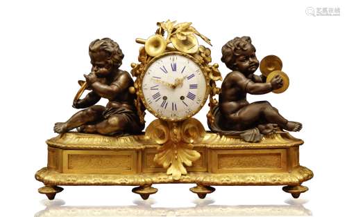 19th C. 1840's French Gilt Bronze Clock