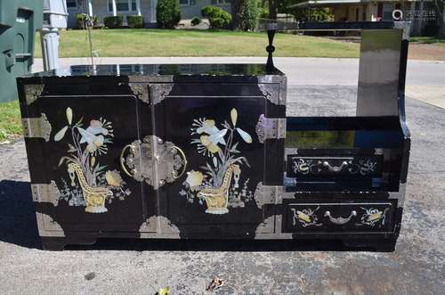 Antique Chinese Wood Cabinet w Pearl