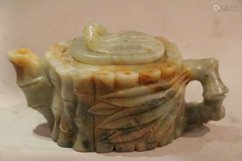 Chinese Carved Jade Teapot
