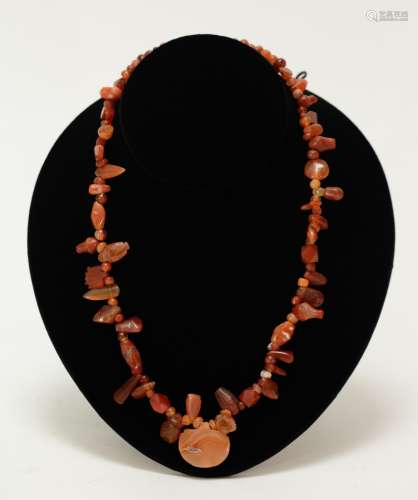 Ancient Carved Agate Bead Necklace