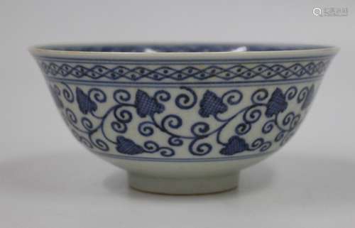 Chinese Blue/White w/ Gilt Tracery Porcelain Bowl