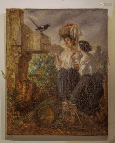 Spanish Oil Painting on Cnavas, Signed