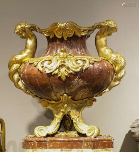 Large French Bronze & Marble Centerpiece, 19th C.