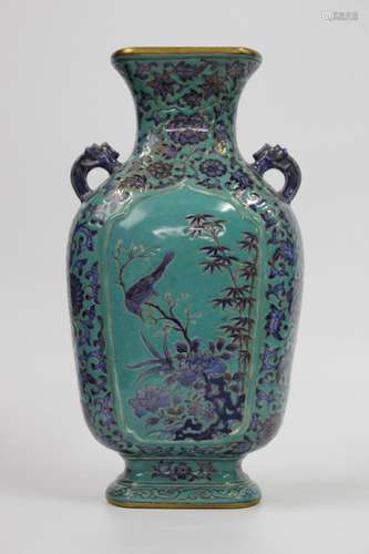 Chinese Green Glazed Blue/White Porcelain Vase