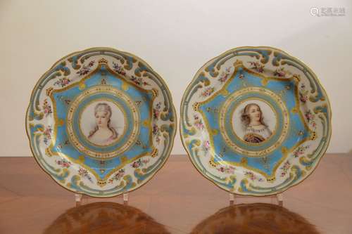 Pair of 18th C. Serves Porcelain Plate, Marked