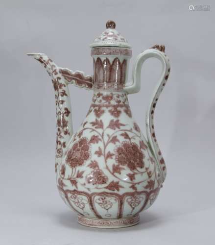 Chinese Copper Red Porcelain Teapot