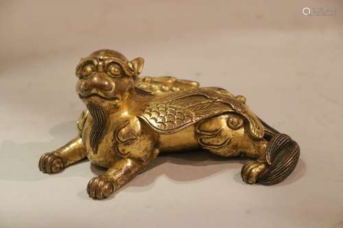 Chinese Gilt Bronze Beast Paper Weight