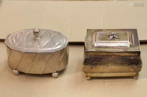 Pair of Judaica Silver Box, Marked