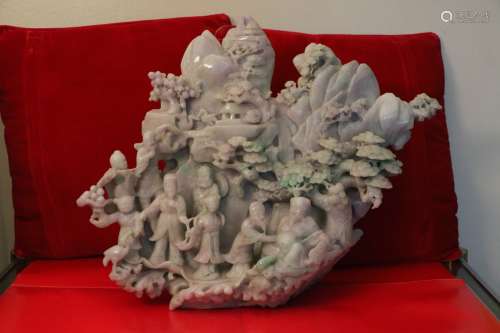 Chinese Jadeite Carving of 8 Immortals Mountain