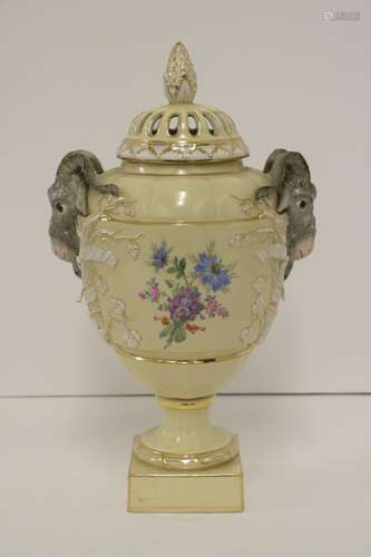 K.P.M. Berlin Covered Vase, Circa 1870