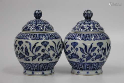 Chinese Blue/White Porcelain Cover Jar, Marked