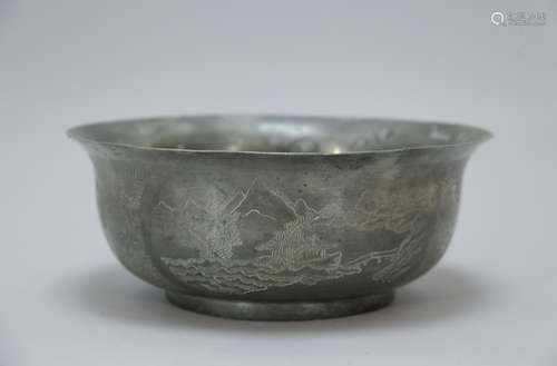 Late Qing Pewter Big Bowl